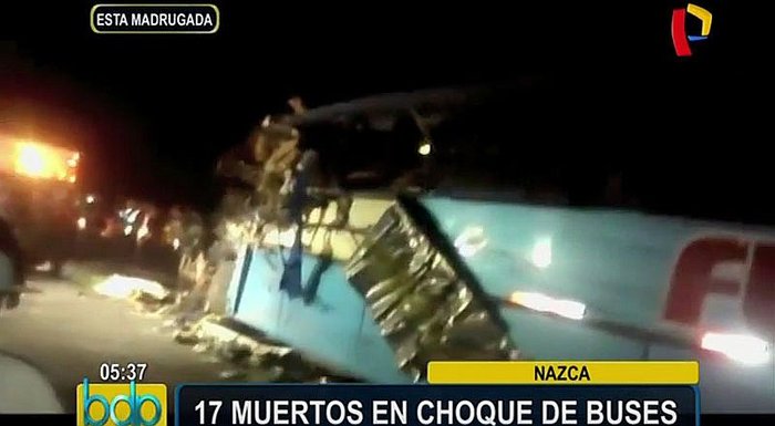 Accidente de trÃ¡nsito en Nasca: 17 muertos en panamericana sur en choque de buses de Wary Y Flores.